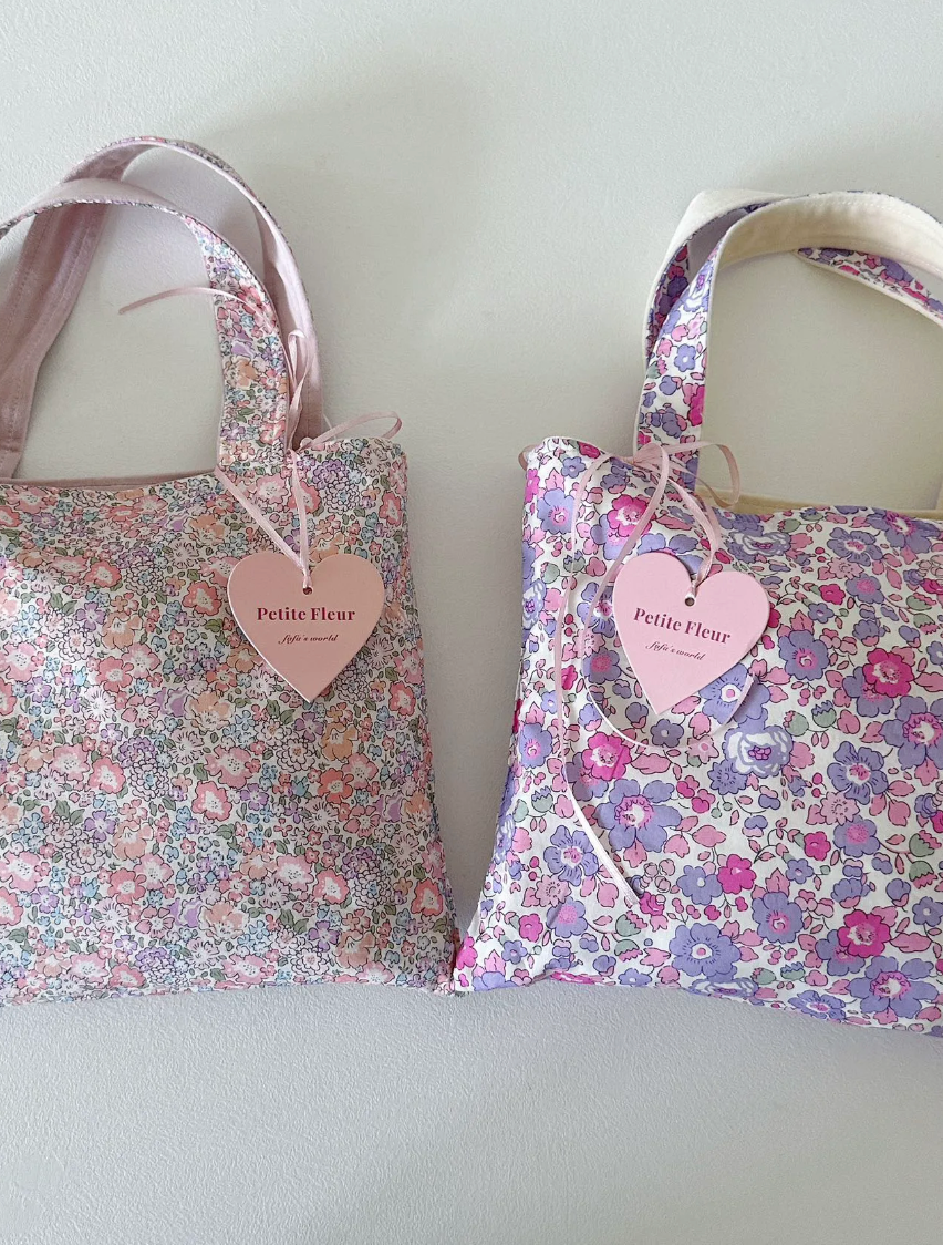 French Floral Print Doubleface Suede Handbag