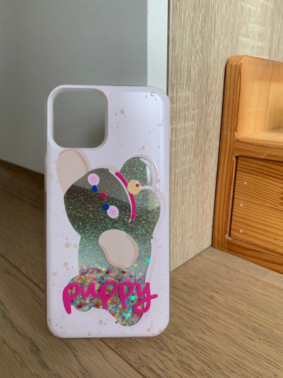 Glitter Quicksand Pink Cat and Dog Phone Case