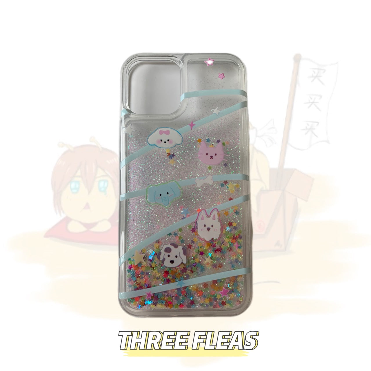 Glitter Quicksand Sweet Animals Printed Phone Case