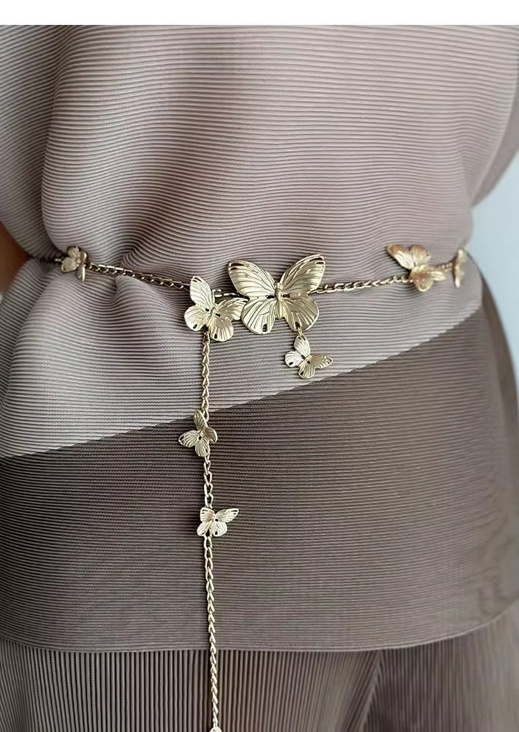 Golden Butterfly Waist Chain Jewelry Three Fleas