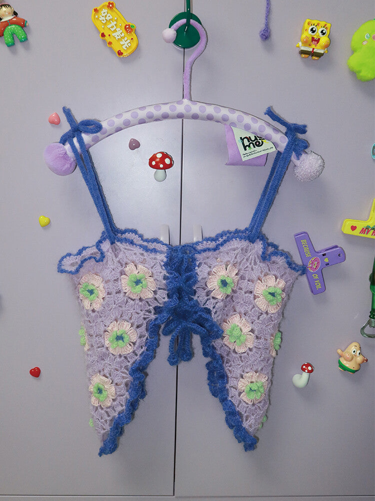 Handmade Butterfly Flower Crochet Top