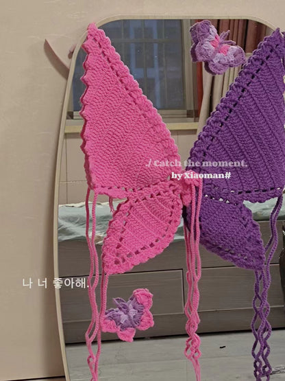 Handmade Crochet Butterfly Crop Top