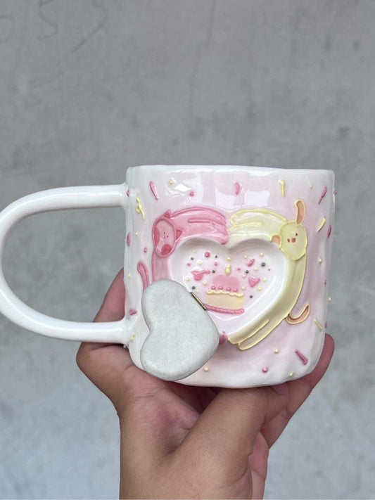 Handmade Cute Cat Dog Love Ceramic Cup