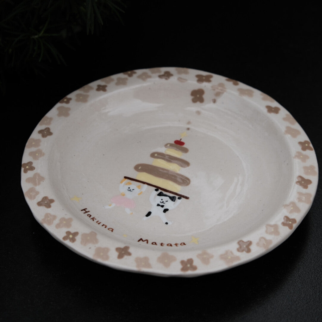 Happy Birthday Cat Cake Ceramic Plate