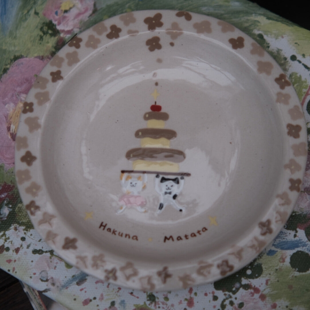 Happy Birthday Cat Cake Ceramic Plate