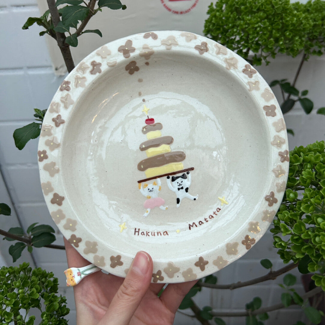 Happy Birthday Cat Cake Ceramic Plate