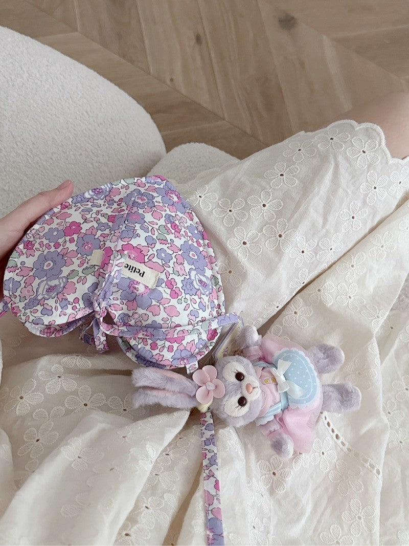 Heart Shape Purple Floral Mini Crossbody Bag