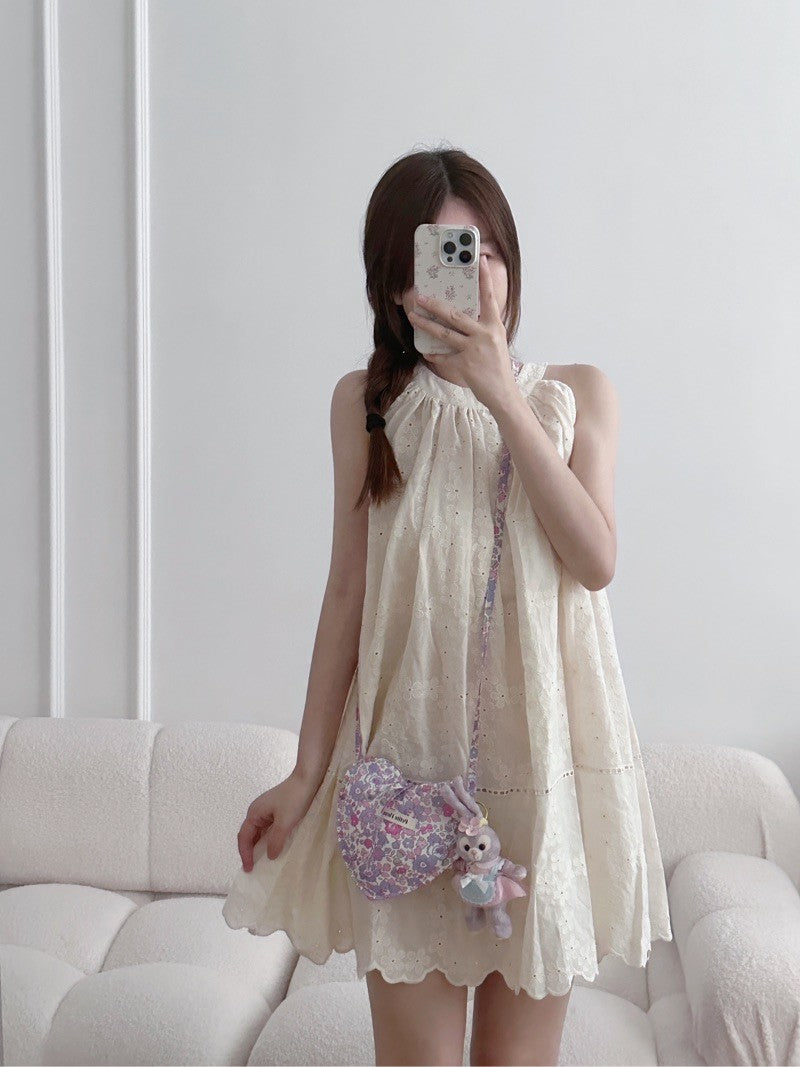 Heart Shape Purple Floral Mini Crossbody Bag