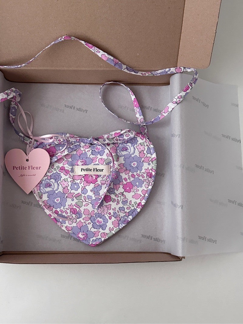 Heart Shape Purple Floral Mini Crossbody Bag