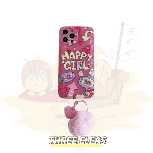 Pink happy girl phone case | iPhone Case | Three Fleas