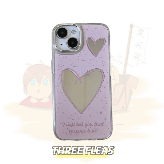 Pink heart mirror phone case