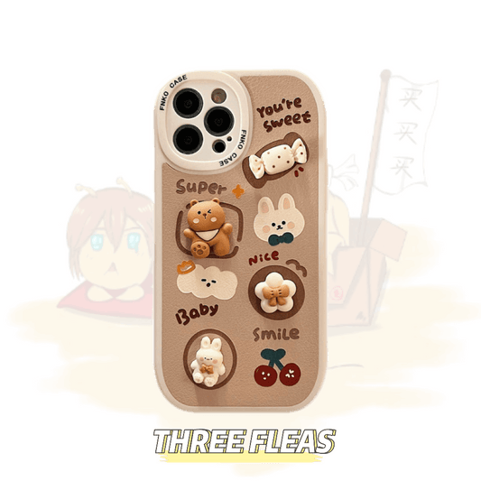 「iPhone」Cute Bunny & Bear Soft Cover | phone accessories | Three Fleas