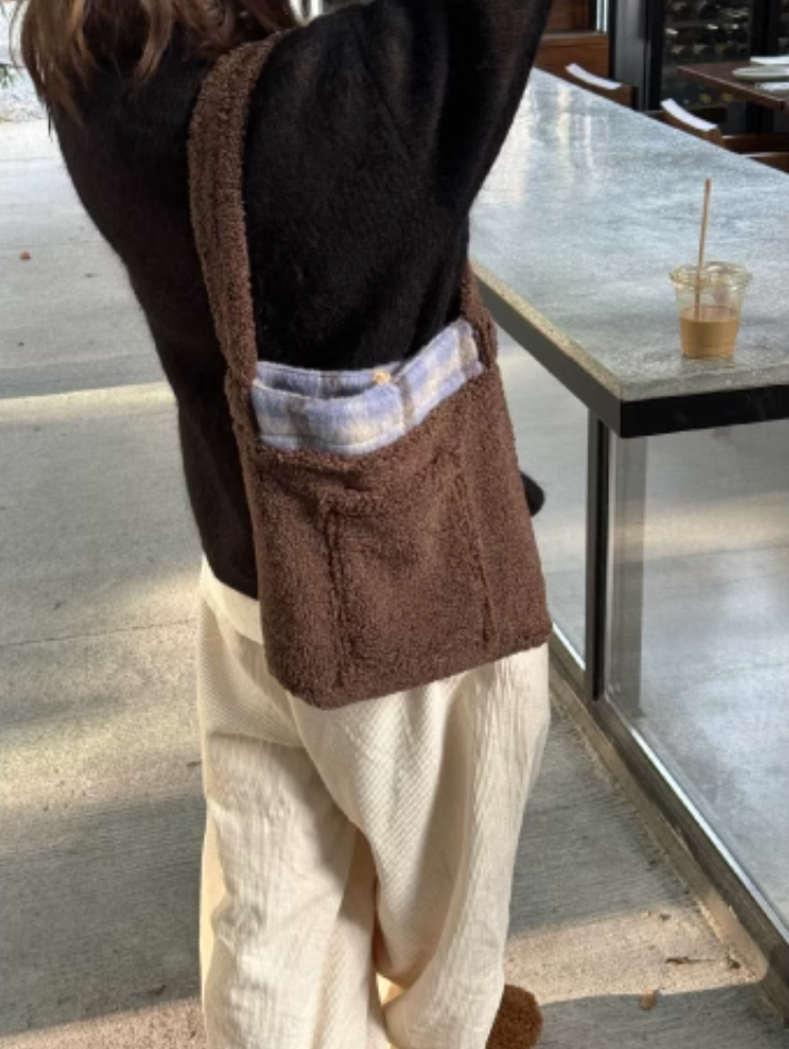 Icelandic Mocha Doubleface Plaid Shoulder Bag