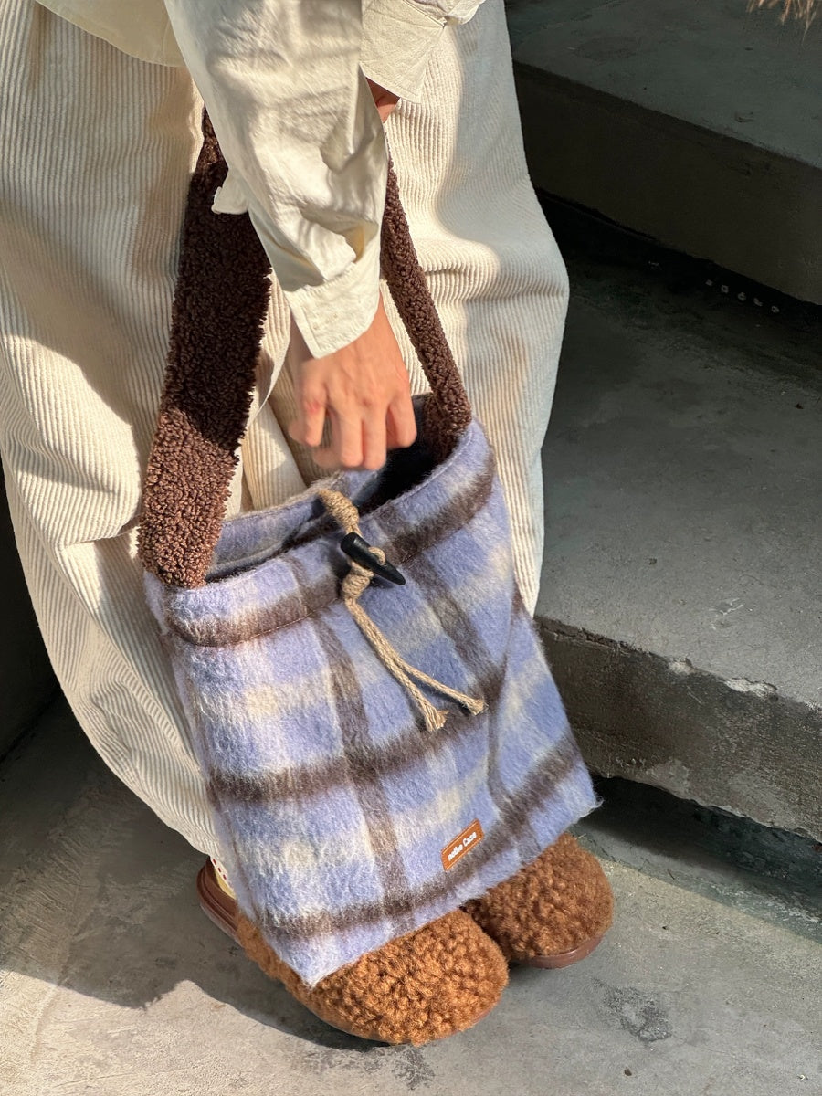 Icelandic Mocha Doubleface Plaid Shoulder Bag