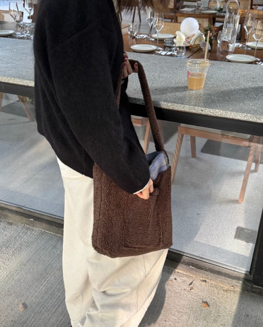 Icelandic Mocha Doubleface Plaid Shoulder Bag