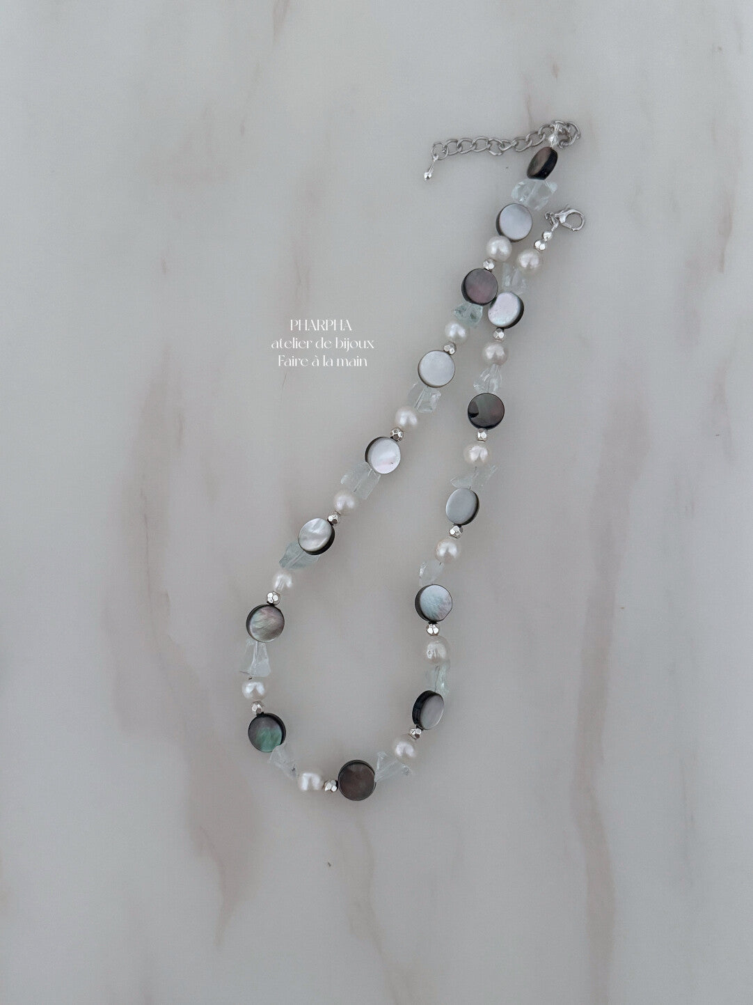 Mermaid Princess Sparkling Crystal Black Shell Pearl Necklace