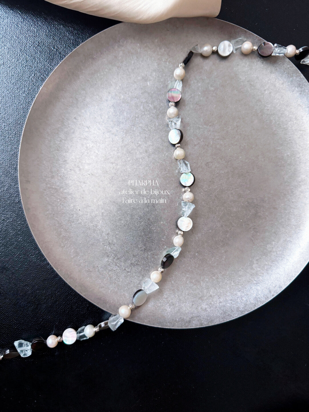 Mermaid Princess Sparkling Crystal Black Shell Pearl Necklace