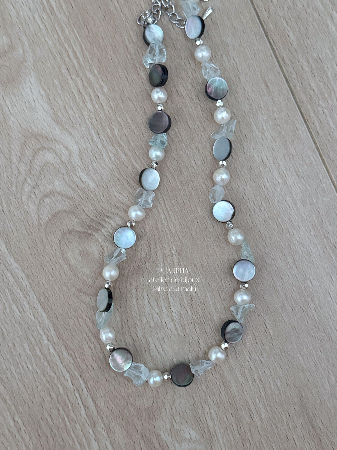 Mermaid Princess Sparkling Crystal Black Shell Pearl Necklace