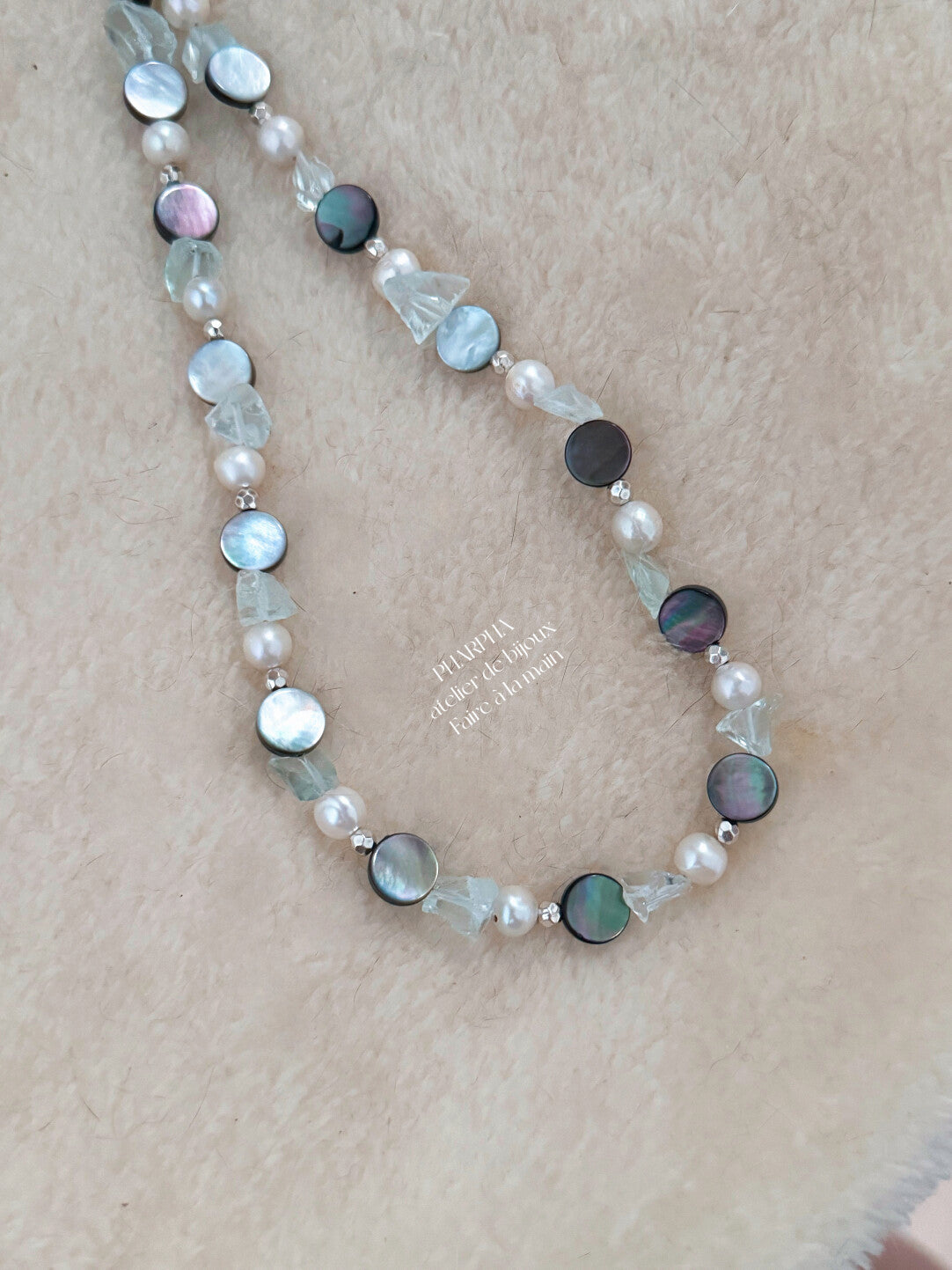 Mermaid Princess Sparkling Crystal Black Shell Pearl Necklace