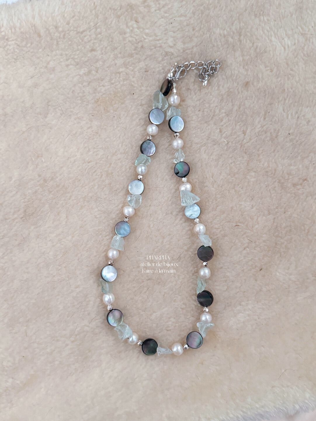 Mermaid Princess Sparkling Crystal Black Shell Pearl Necklace