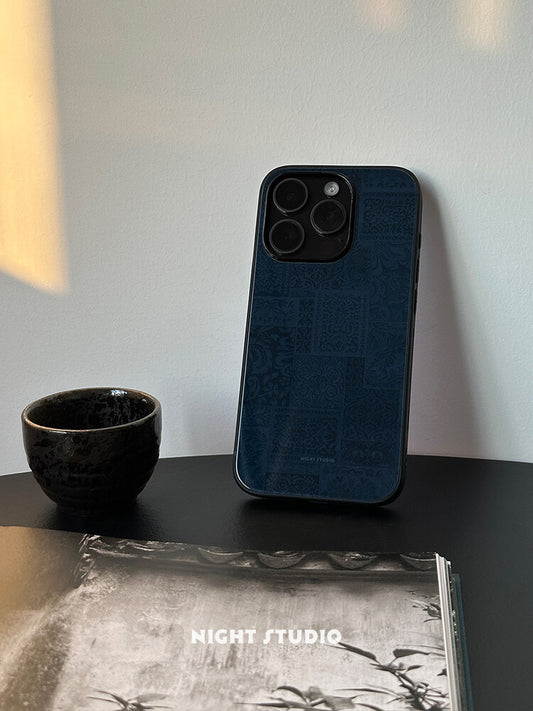 Midnight Blue Exotic Floral Pattern Phone Case