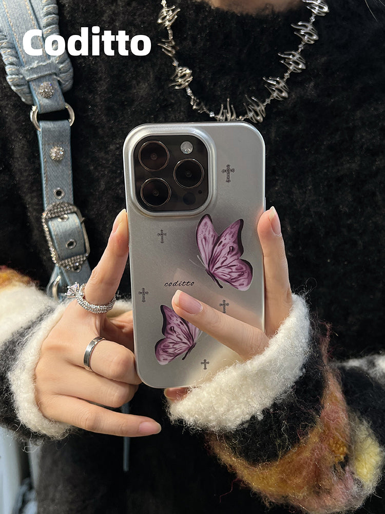 Sliver Purple Butterfly Phone Case