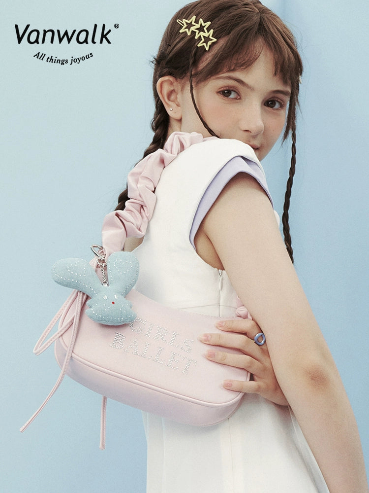 Ballet Style Ruffled Shoulder Hobo Bag