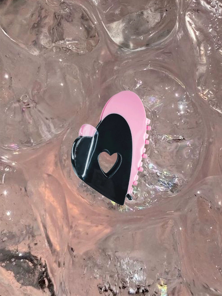 Black Pink Heart Hair Clip