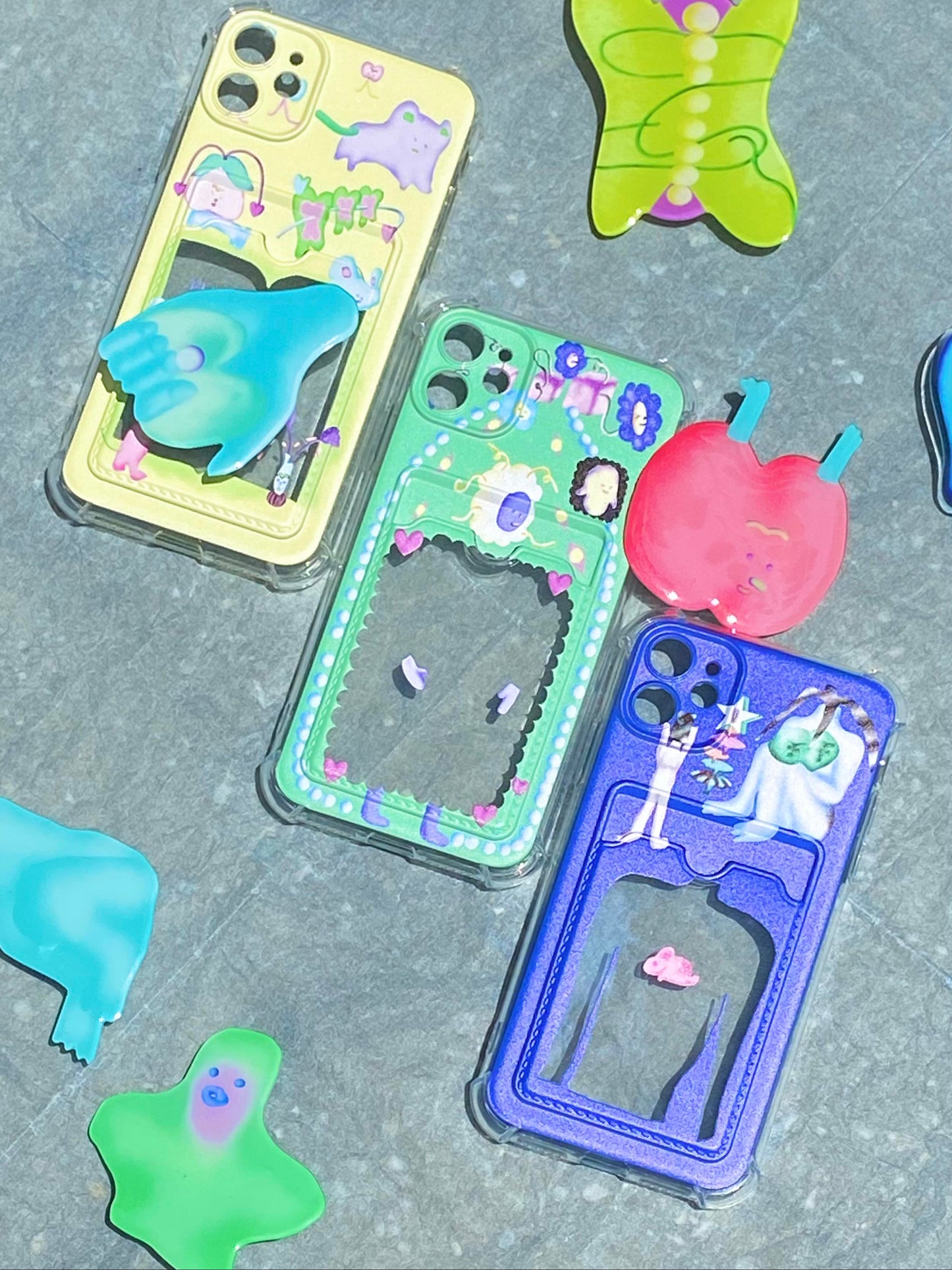 Y2k Strange Ghost Yellow Phone Case with Card Slot