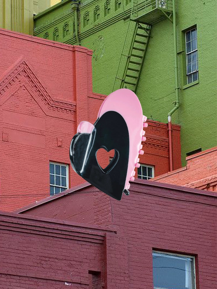 Black Pink Heart Hair Clip
