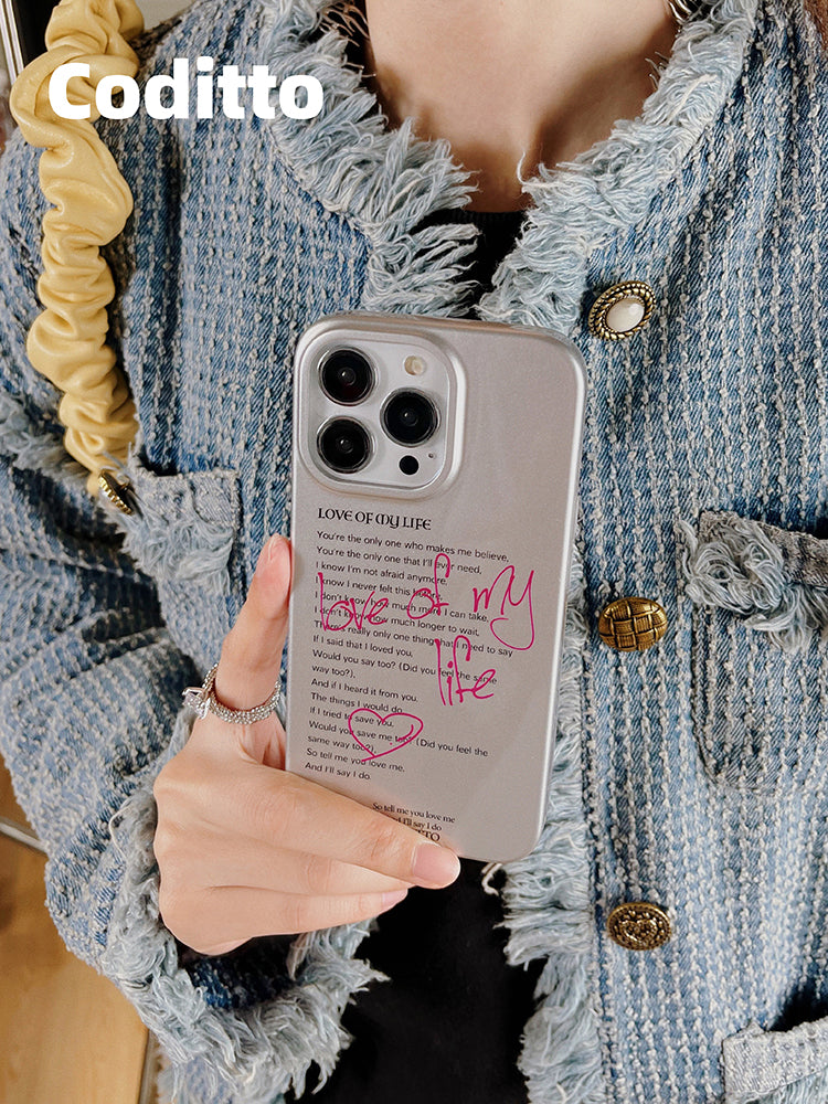 Love Is My Life Silver Pink Letters Phone Case