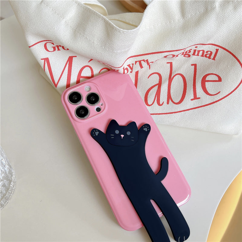 3D cat foldable stand phone case