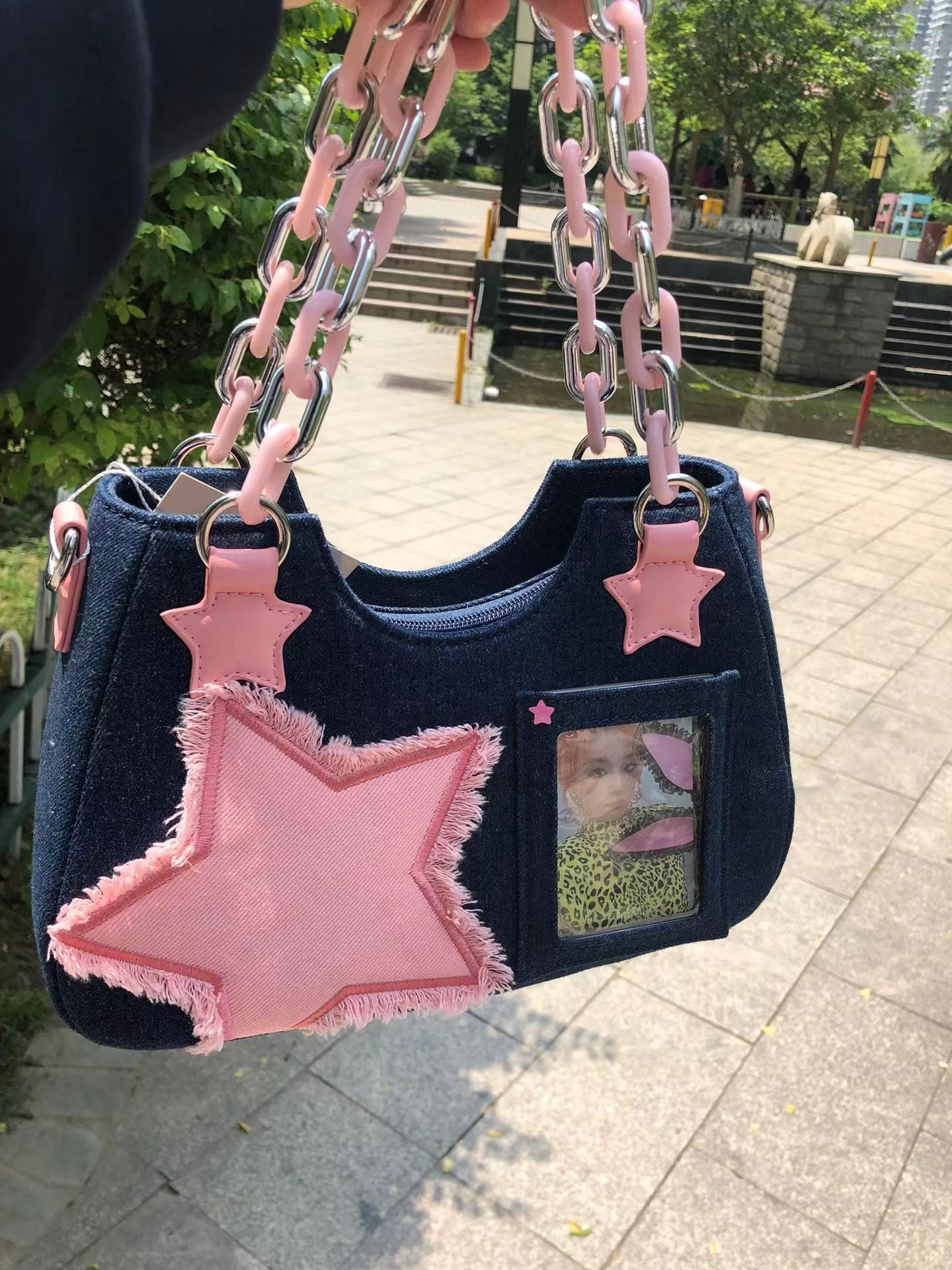 Y2k Pink Star Denim Ita-bag