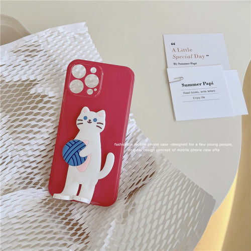 3D cat foldable stand phone case