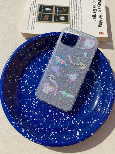 Y2k Gold Glitter Butterfly Flower Phone Case