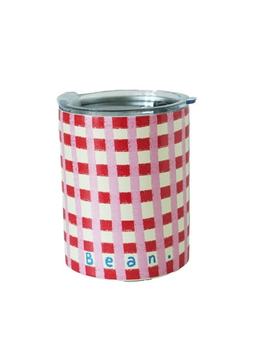 Pink Plaid Insulated Coffee Travel Mug