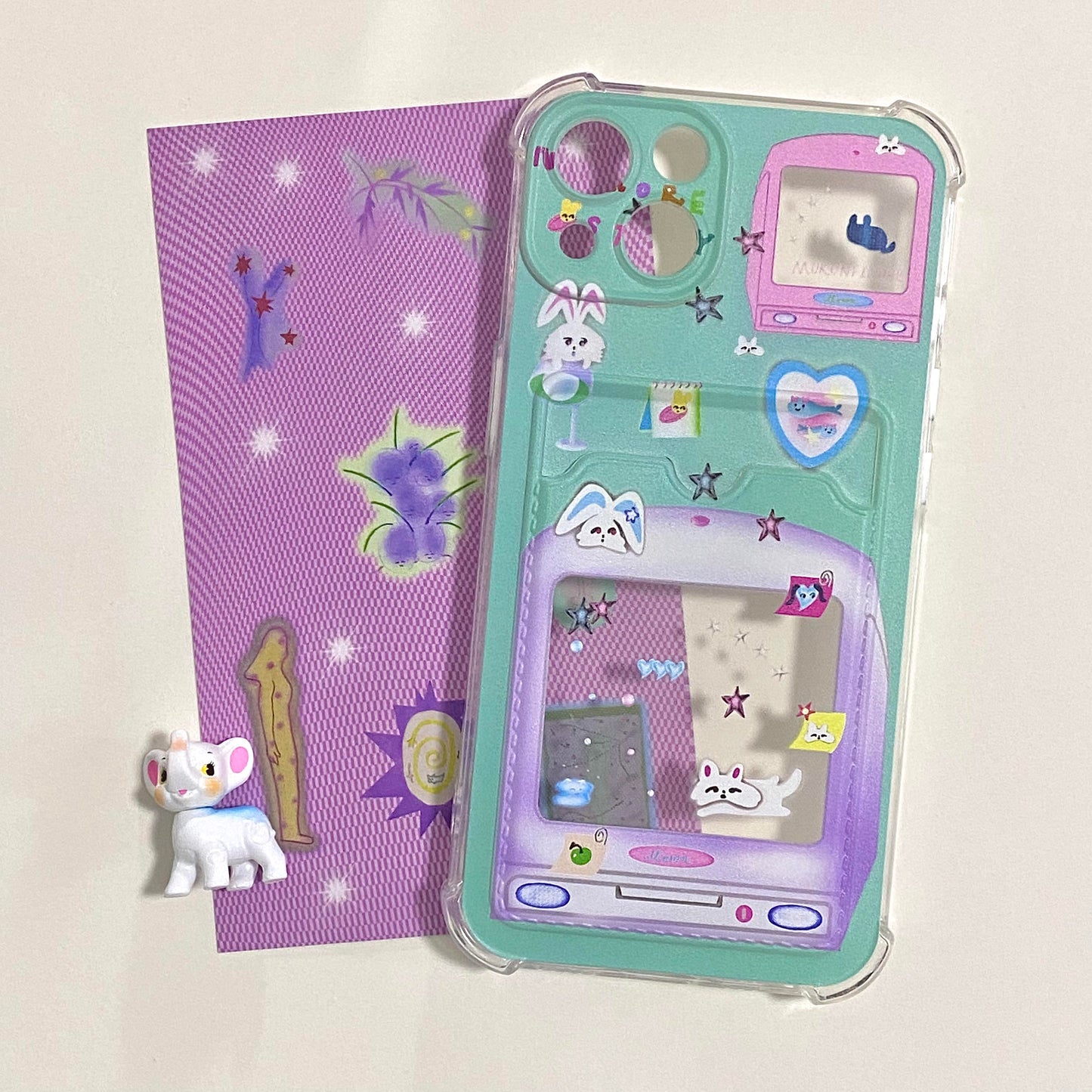 Retro 90's Game Rabbit Phone Case with Card Slot