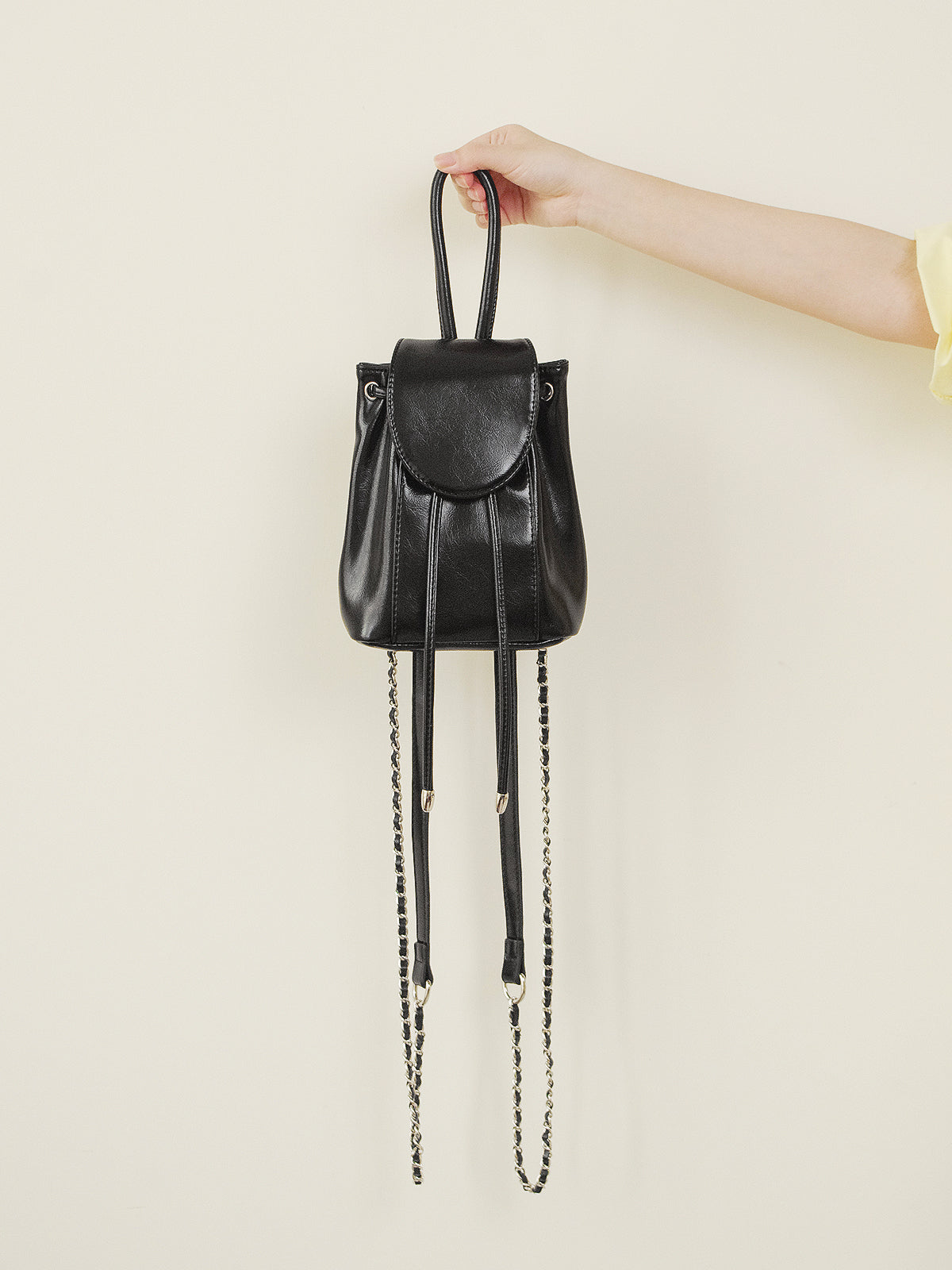 Silver Pink Drawstring Flap Shoulder Bag