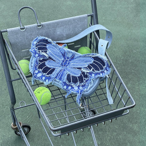 Y2k Butterfly shape denim baguette shoulder bag