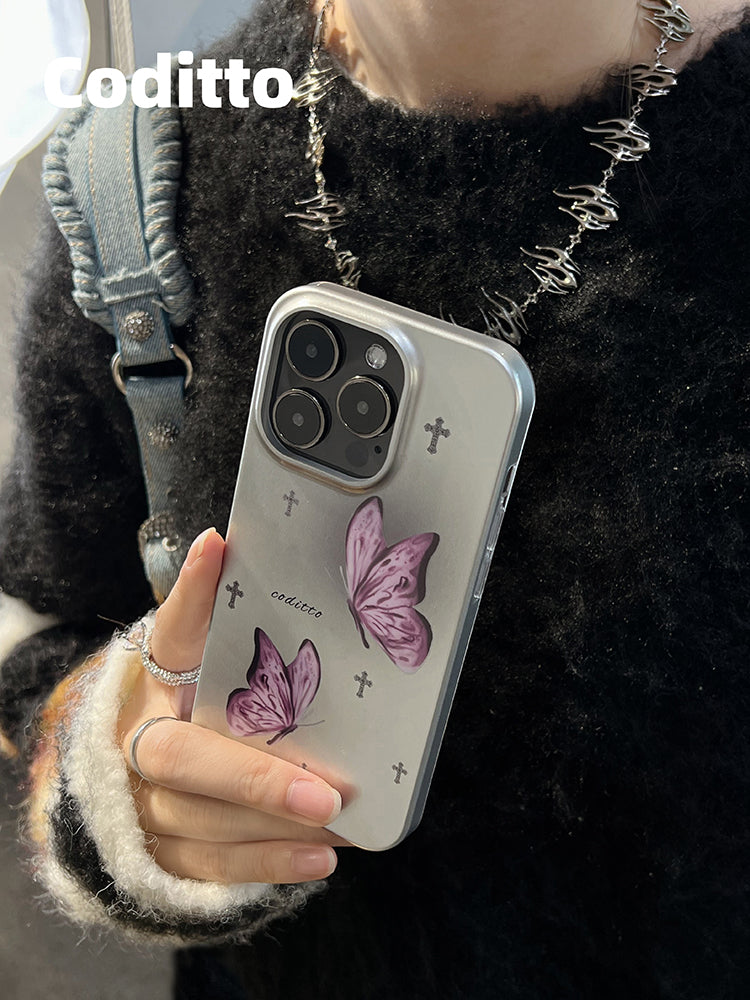 Sliver Purple Butterfly Phone Case