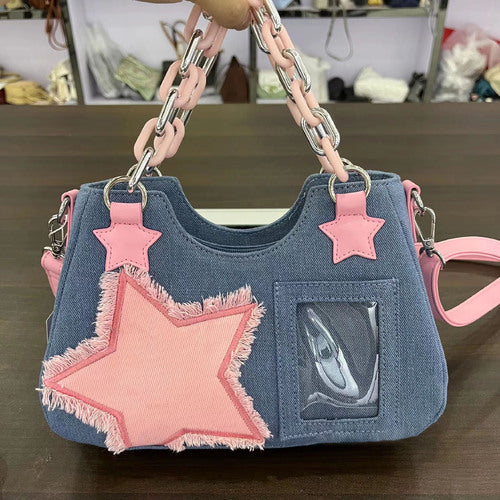 Y2k Pink Star Denim Ita-bag