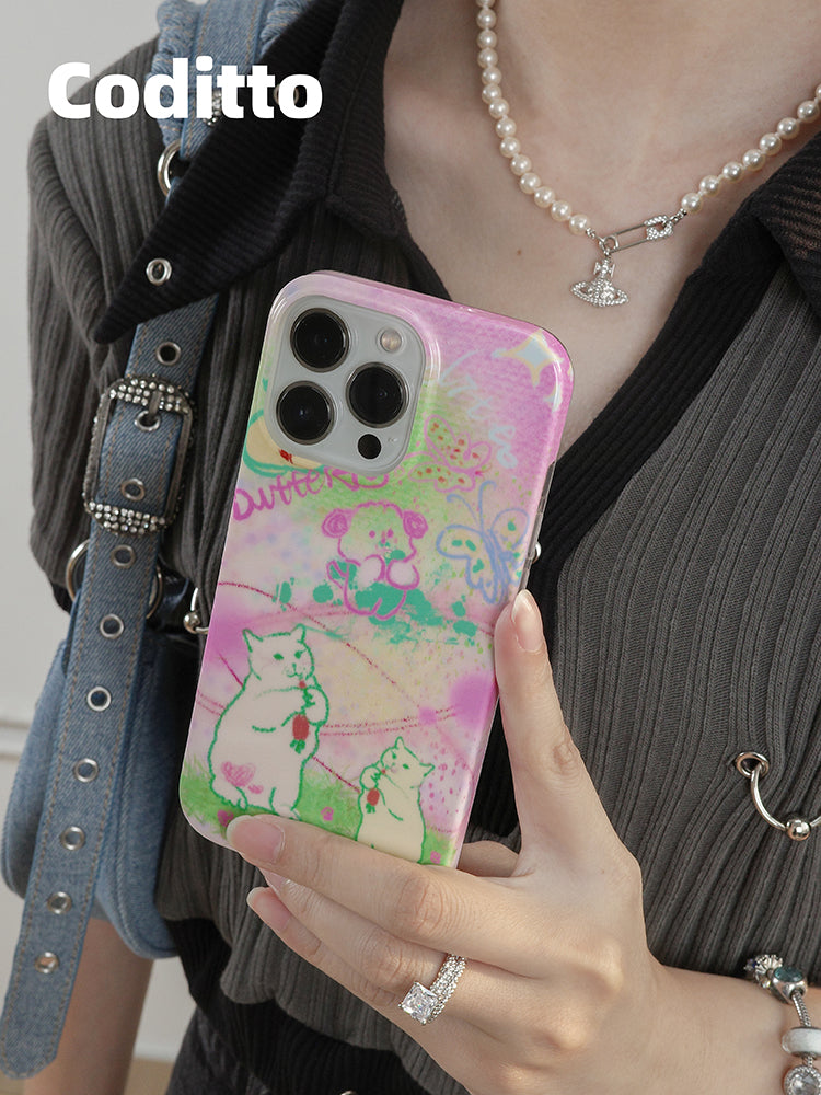 Sketch Eat Carrot Cat Pink Phone Case