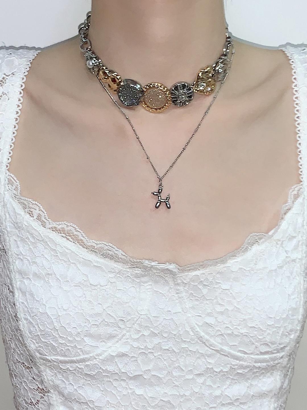 Puppy Pendant Double Layered Choker