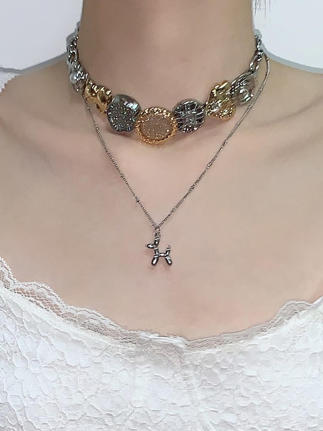 Puppy Pendant Double Layered Choker