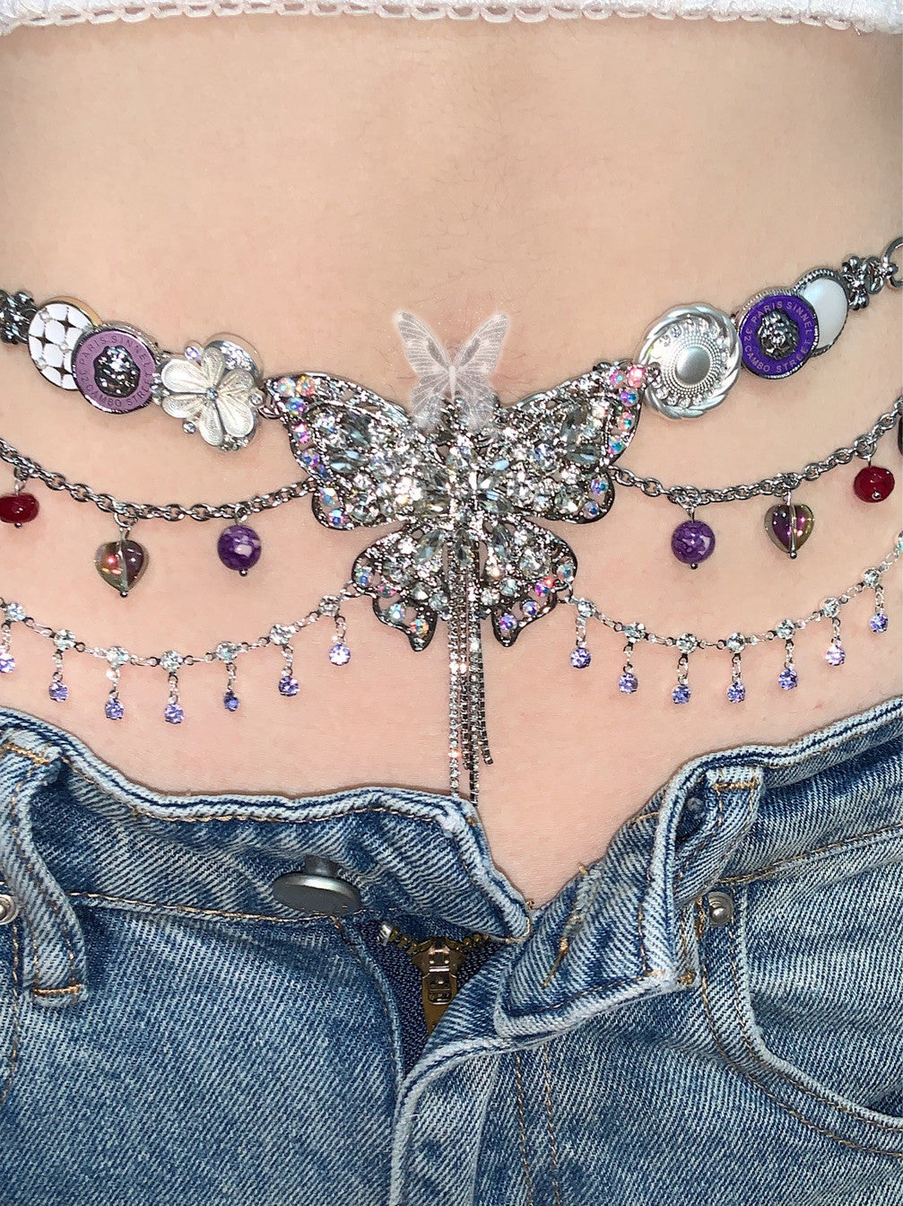 Purple Butterfly Dream Tassel Necklace Waist Chain