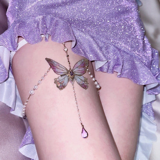 Purple Butterfly Thigh Chain