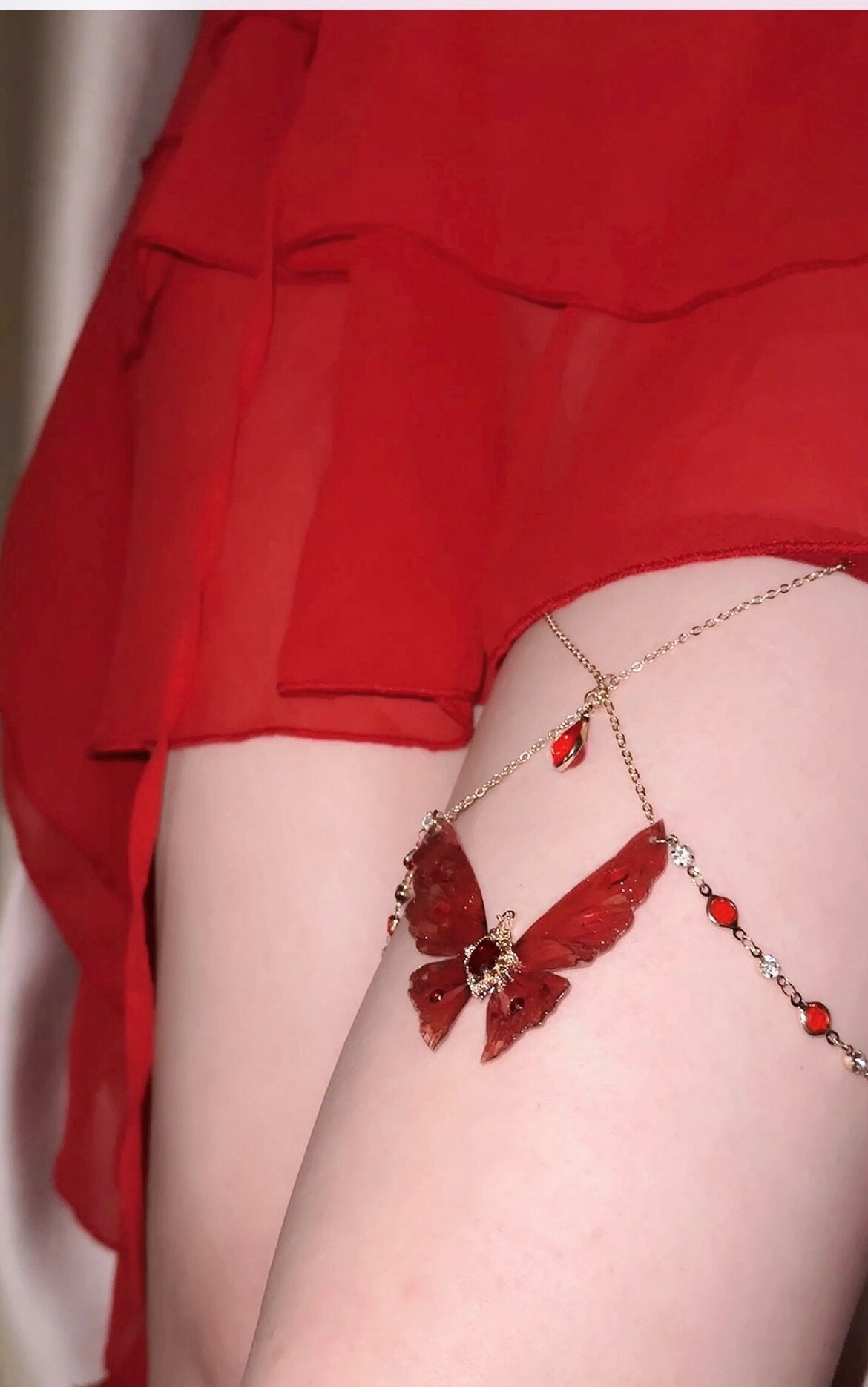 Red Butterfly Thigh Chain
