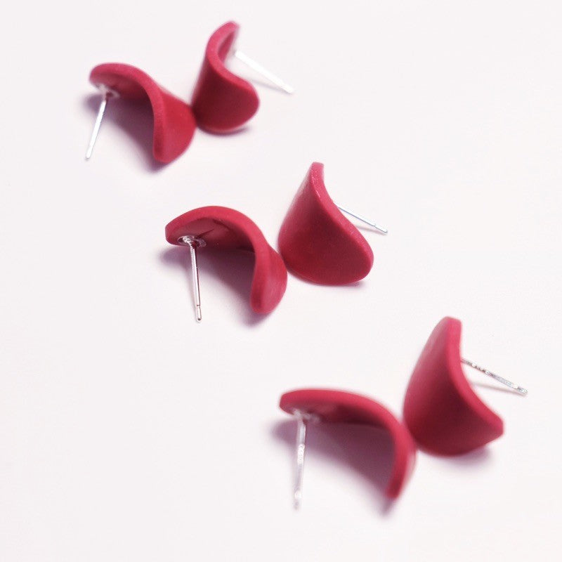 Red White Polymer Clay Earrings
