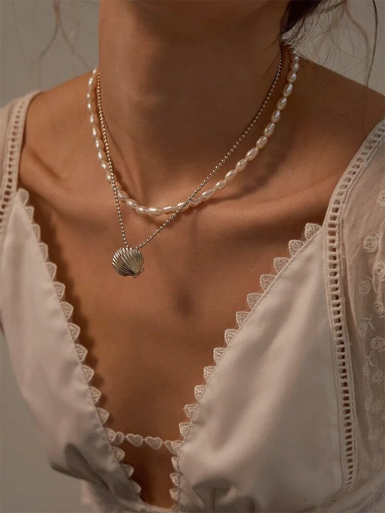 Shell Pearl Crystal Necklace