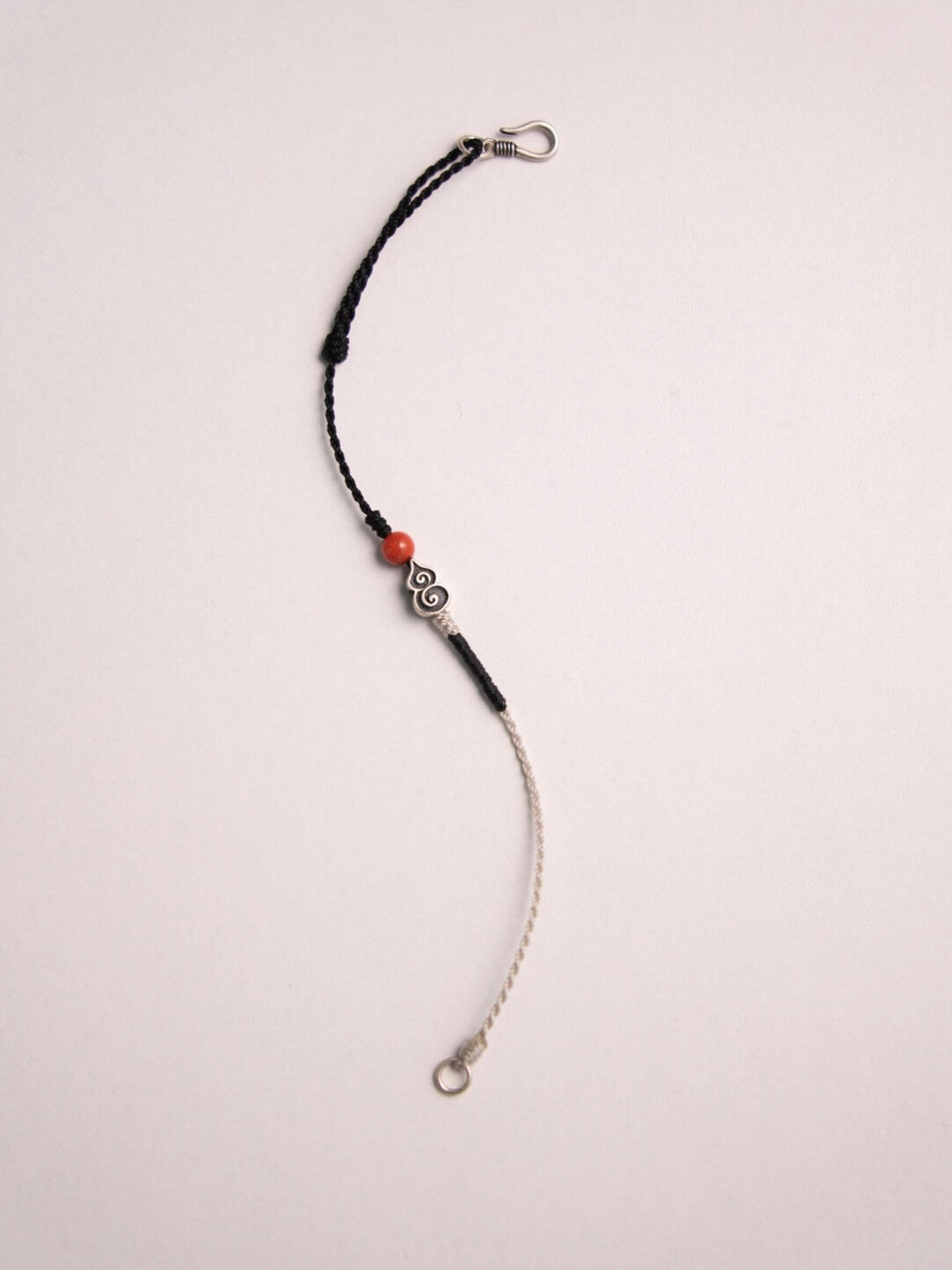 Silver Gourd South Red Agate Braided Bracelet